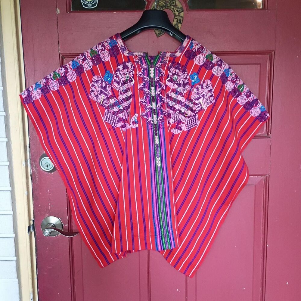 Women's Red Huipil Traditional Mayan Shirt